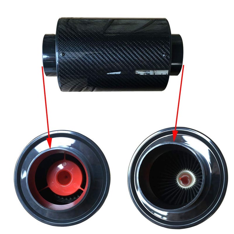 Aiydachy Universal Induction Pipe Hose Kit Intake Air Filter, Universal Car 3" Carbon Fibre Cold Air Filter Feed Enclosed Intake Induction Pipe Hose Kit - Image 4
